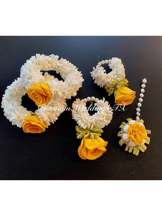 Yellow Gajra Set Simple - Premium Weddings TX