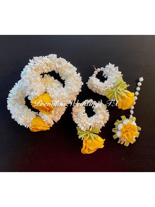 Yellow Gajra Set Simple - Premium Weddings TX