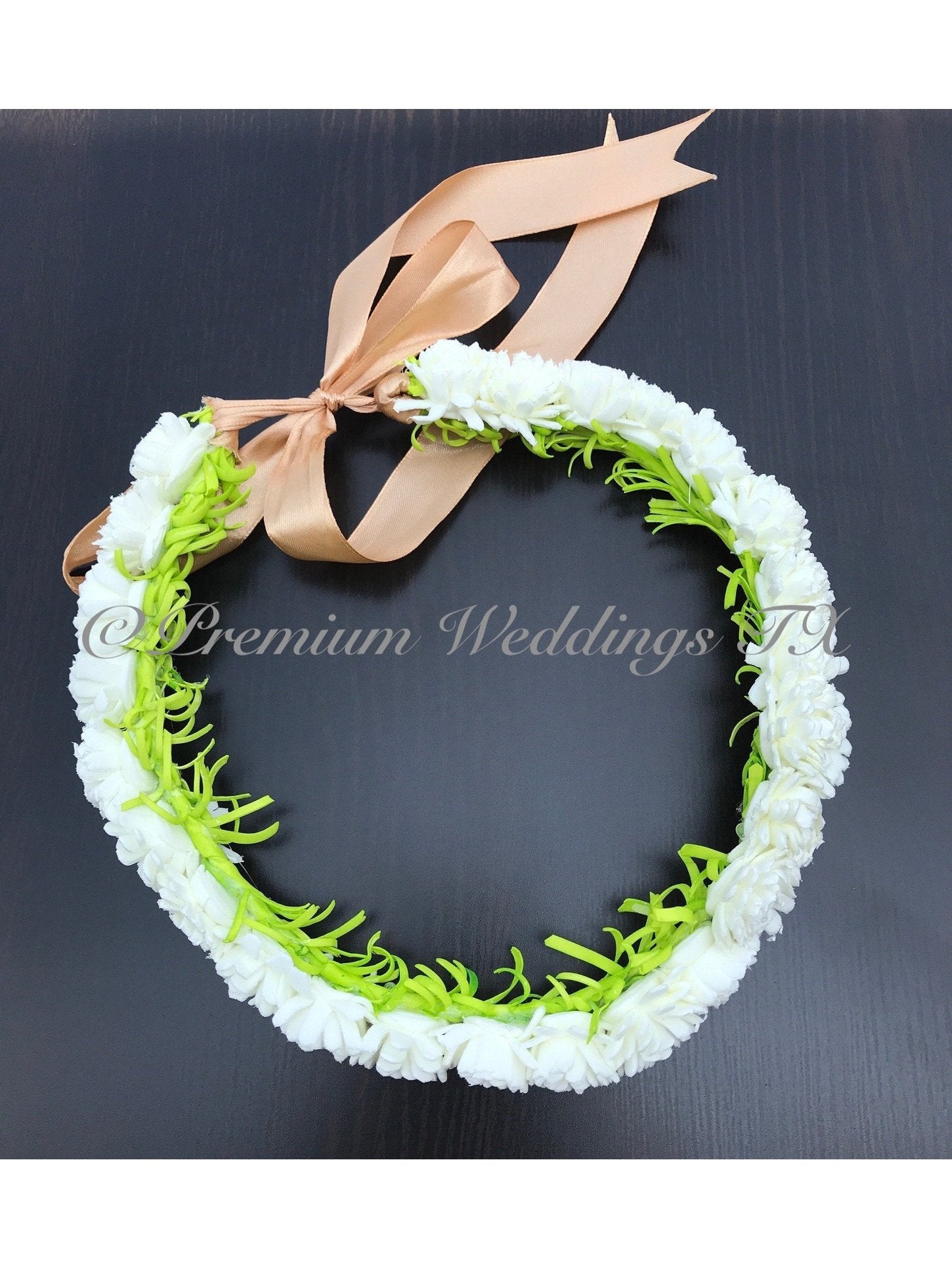 White Frill Head Wreath - 1 - Premium Weddings TX