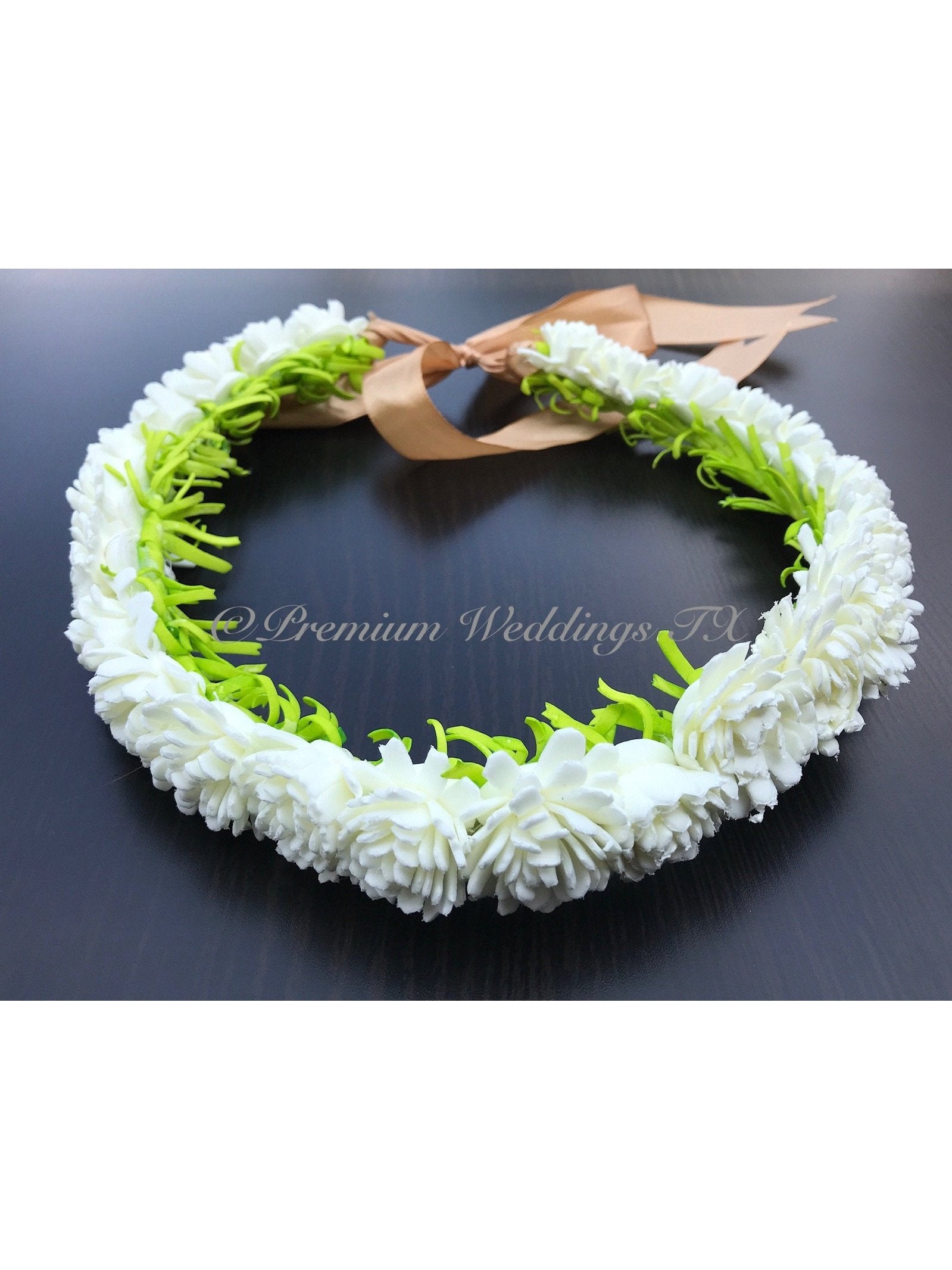 White Frill Head Wreath - 1 - Premium Weddings TX