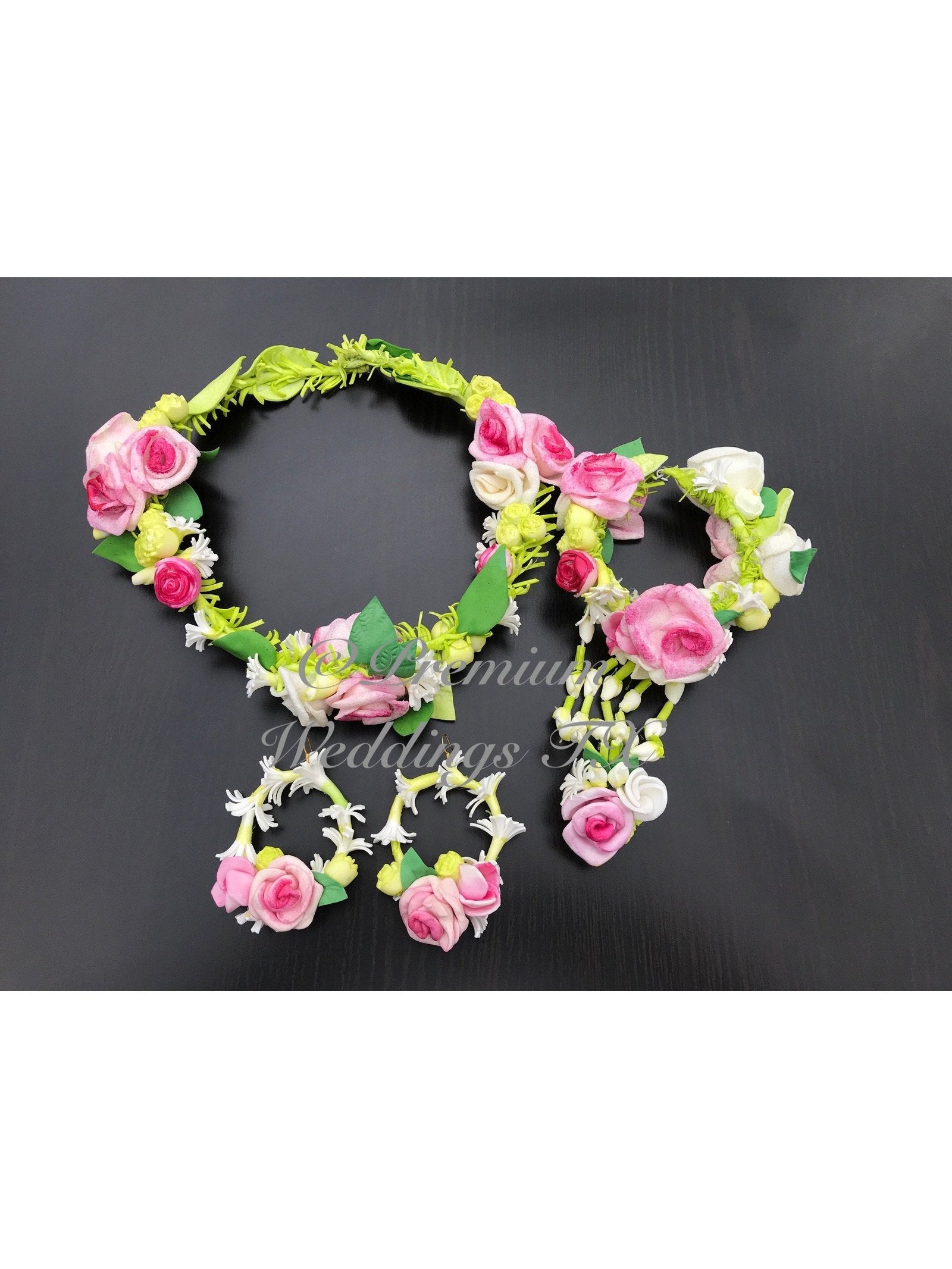 Flowers Head Wreath Gajra Set - Premium Weddings TX