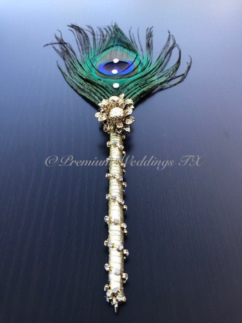 Gold Peacock Feather Nikkah Pen - 1 Pen - Premium Weddings TX