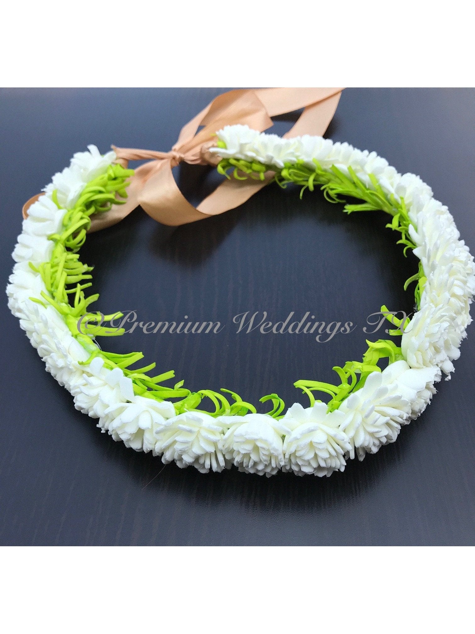 White Frill Head Wreath - 1 - Premium Weddings TX
