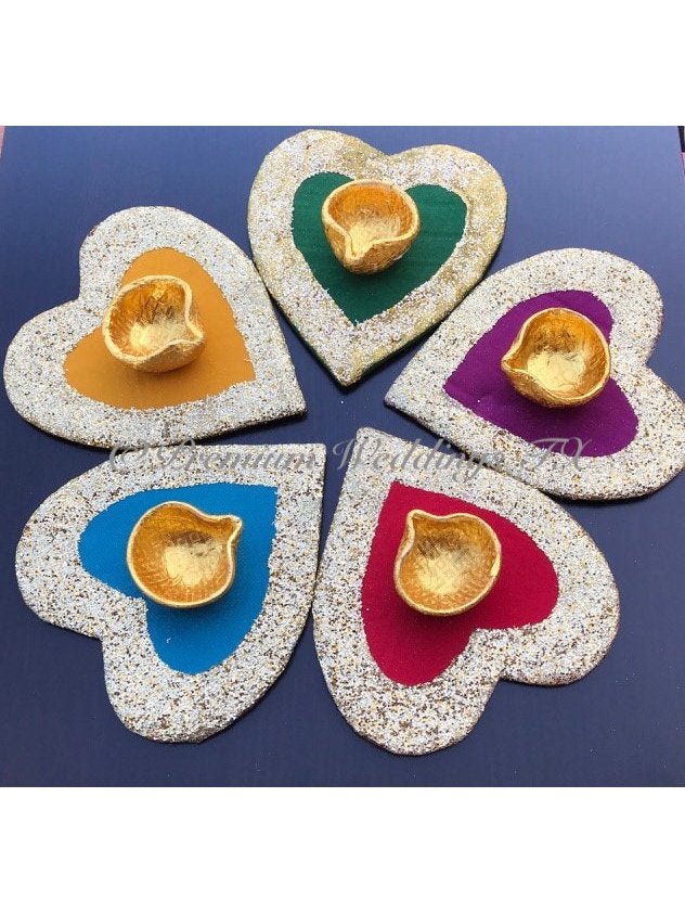 Glitter Heart Centerpiece Decorative Plate - Premium Weddings TX