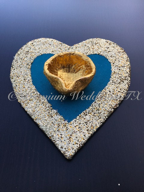 Glitter Heart Centerpiece Decorative Plate - Premium Weddings TX