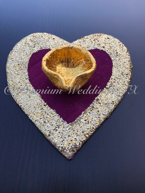 Glitter Heart Centerpiece Decorative Plate - Premium Weddings TX