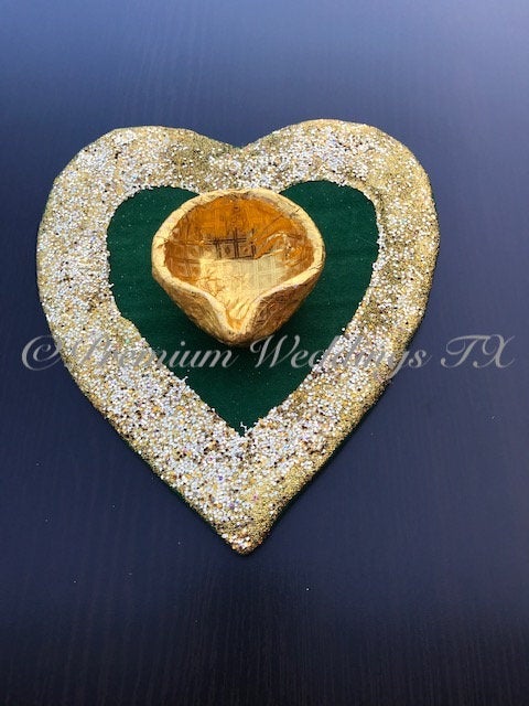 Glitter Heart Centerpiece Decorative Plate - Premium Weddings TX