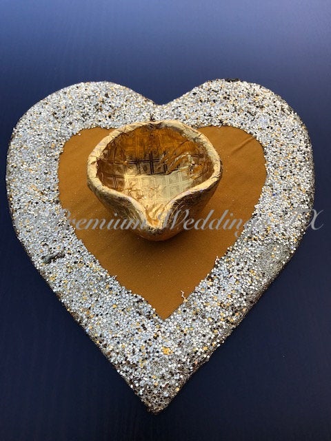 Glitter Heart Centerpiece Decorative Plate - Premium Weddings TX