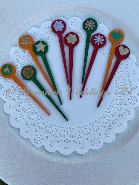 Embellished Assorted Colors Food Picks - 30Ct - Premium Weddings TX