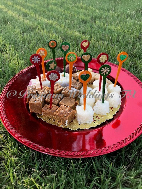 Embellished Assorted Colors Food Picks - 30Ct - Premium Weddings TX