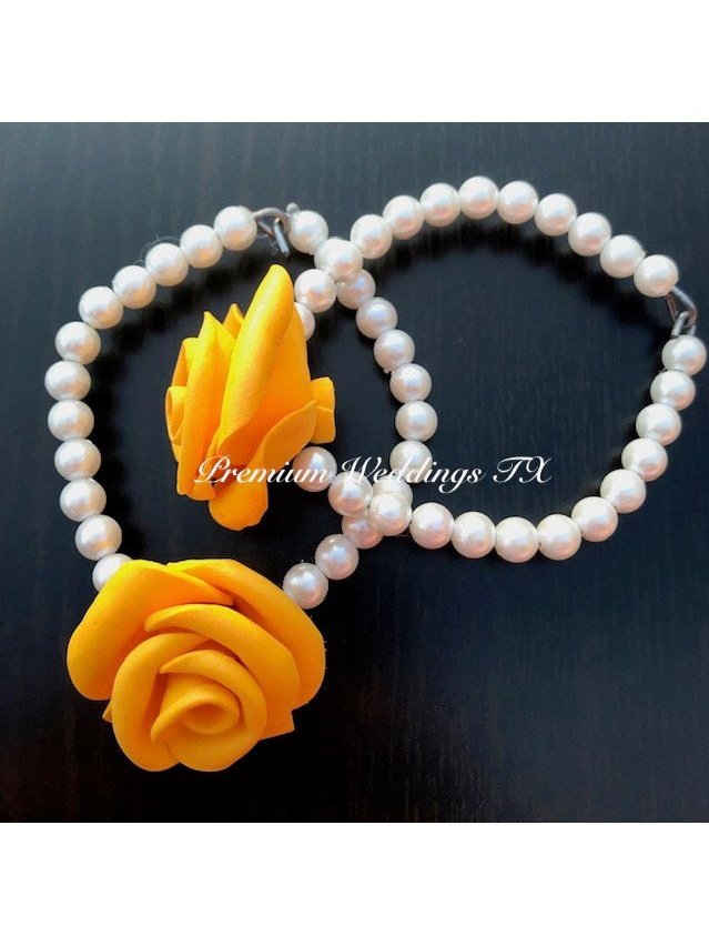 Rose Bud Freshwater Pearl Gajra Bangles - 2Ct - Premium Weddings TX