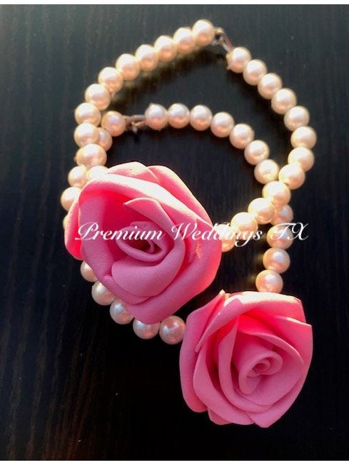 Rose Bud Freshwater Pearl Gajra Bangles - 2Ct - Premium Weddings TX