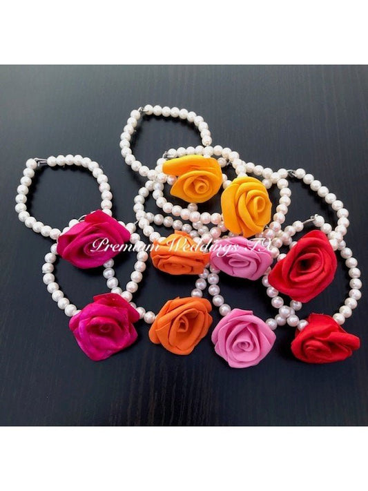 Rose Bud Freshwater Pearl Gajra Bangles - 2Ct - Premium Weddings TX