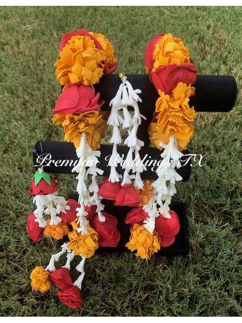 Yellow & Red Flower Kalire Gajra Set