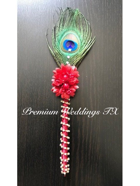 Red Peacock Feather Nikkah Pen - 1 Pen