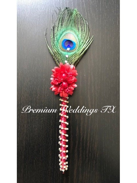 Red Peacock Feather Nikkah Pen - 1 Pen - Premium Weddings TX