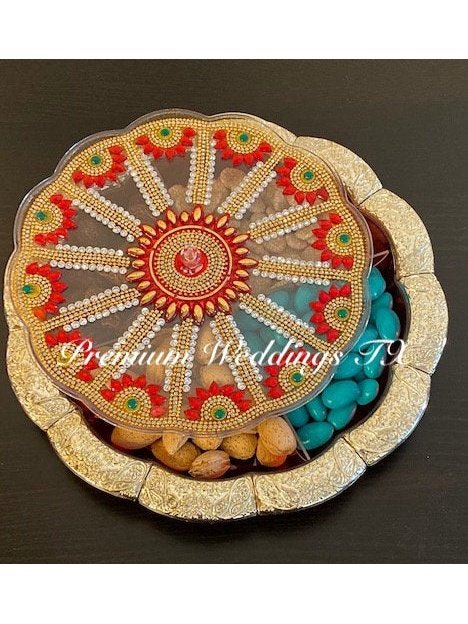 Red Dry Fruit Decorative Box - Premium Weddings TX