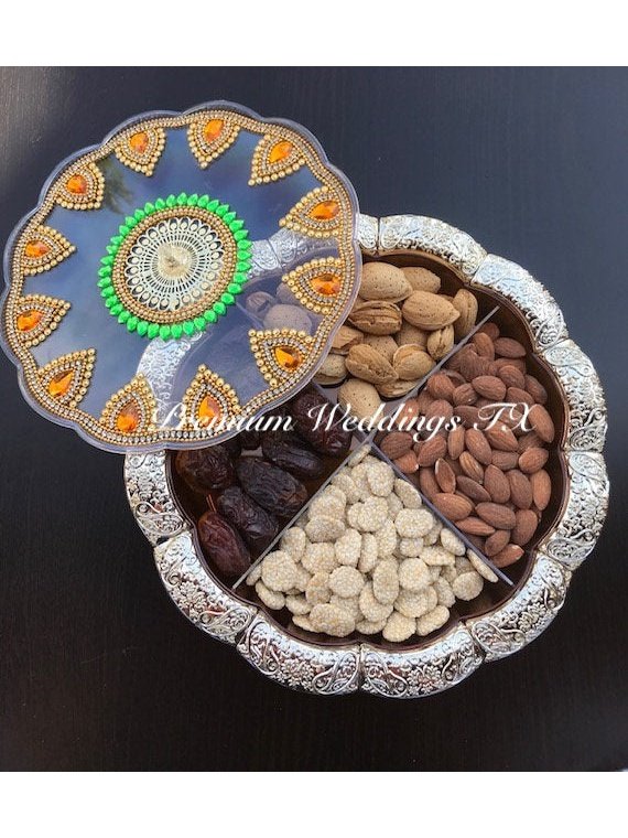 Yellow Dry Fruit Decorative Box - Premium Weddings TX
