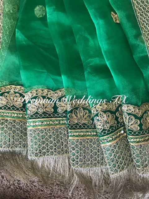 Green Mehndi Dupatta - 1Ct - Premium Weddings TX