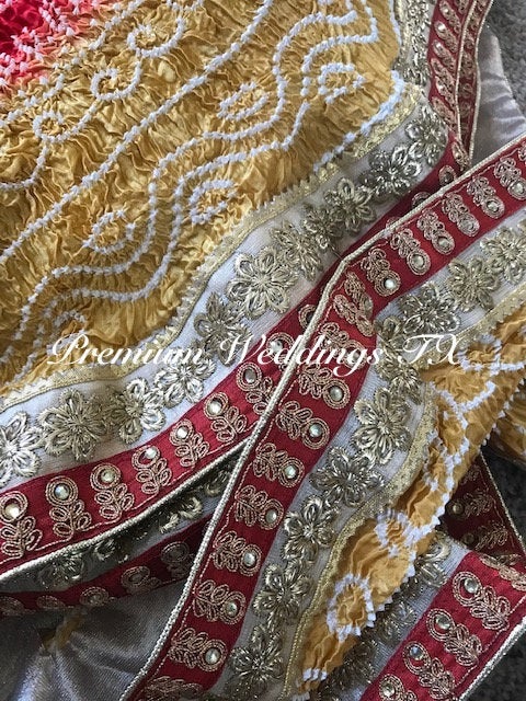Yellow & Orange Bandhini Dupatta - 1Ct - Premium Weddings TX