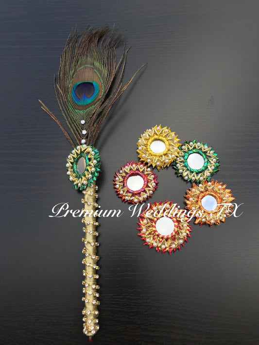 Gotta Mirror Peacock Feather Nikkah Pen - 1 Pen