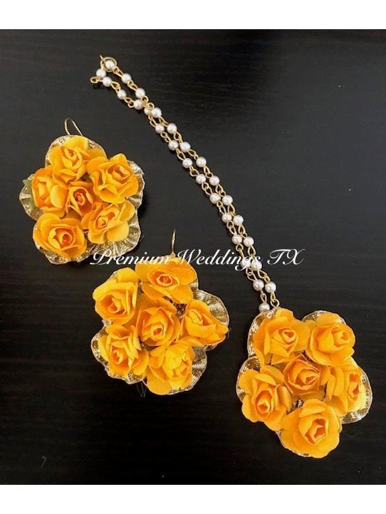 Yellow Flower Anklet Gajra Set