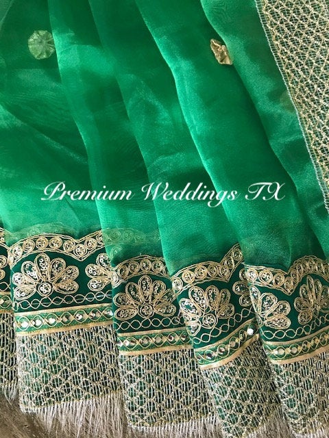 Green Mehndi Dupatta - 1Ct - Premium Weddings TX