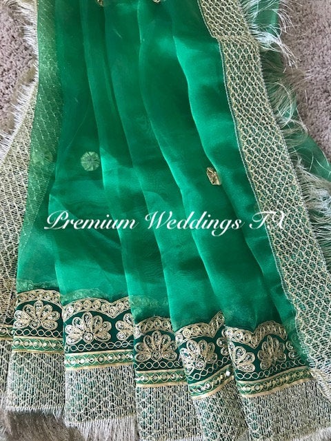 Green Mehndi Dupatta - 1Ct - Premium Weddings TX