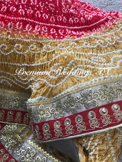 Yellow & Orange Bandhini Dupatta - 1Ct - Premium Weddings TX