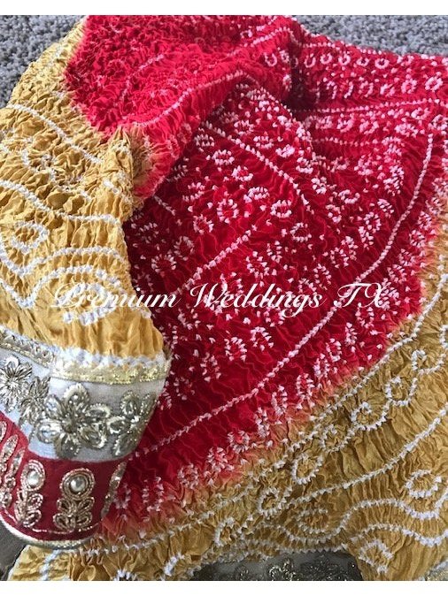 Yellow & Orange Bandhini Dupatta - 1Ct - Premium Weddings TX