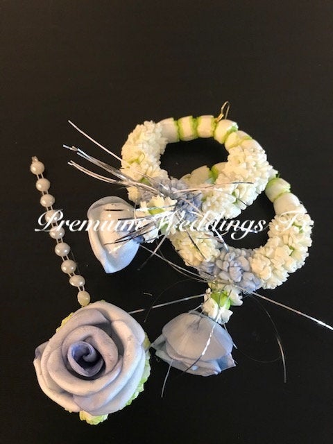 Blue Rose Bud Gajra Set - Premium Weddings TX