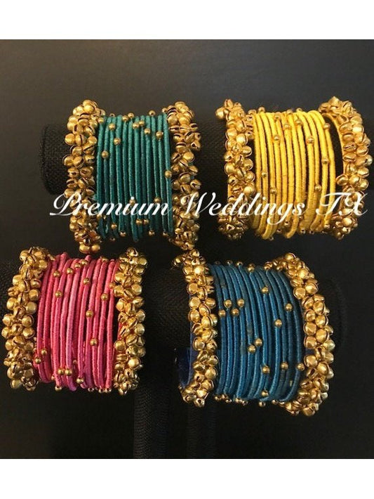 Ghungroo Resham Bangles Set - Premium Weddings TX