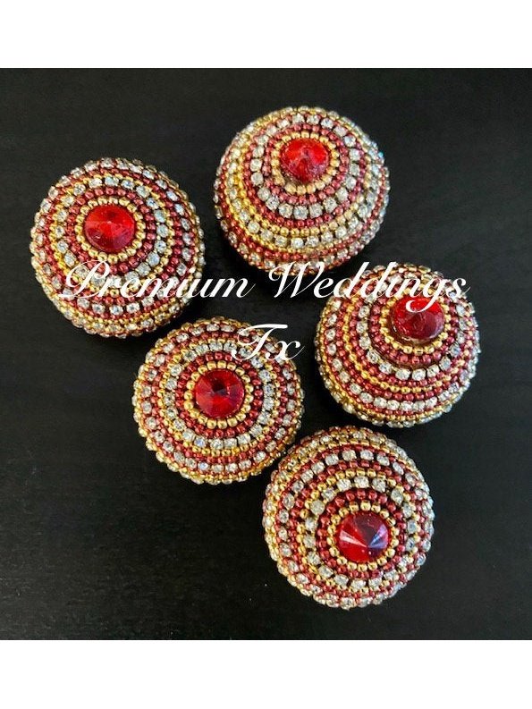 Decorative Red & Gold Beaded Embellished Supari, Gotta Parch Supari, Supari for Puja, Wedding Supari, hindu wedding, indian wedding, puja, supari, pakistani wedding, mayoon, haldi, pithi
