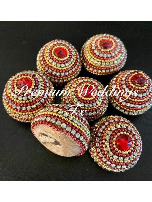 Decorative Red & Gold Beaded Embellished Supari, Gotta Parch Supari, Supari for Puja, Wedding Supari, hindu wedding, indian wedding, puja, supari, pakistani wedding, mayoon, haldi, pithi