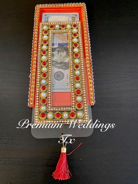 Orange Acrylic Money Envelopes - 1Ct - Premium Weddings TX