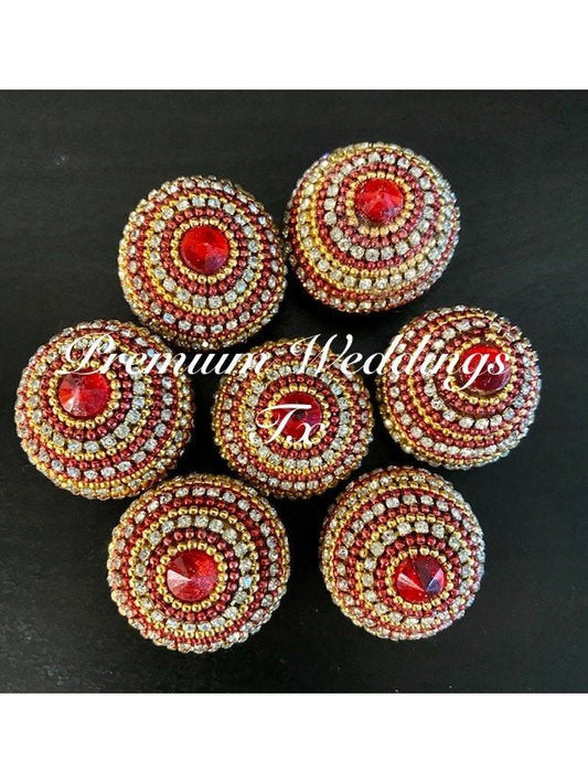 Decorative Red & Gold Beaded Embellished Supari, Gotta Parch Supari, Supari for Puja, Wedding Supari, hindu wedding, indian wedding, puja, supari, pakistani wedding, mayoon, haldi, pithi