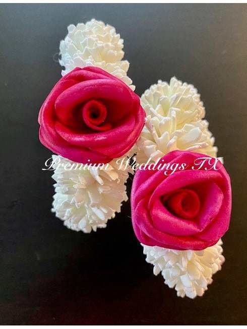 Dark Pink Rose Gajra Bangles - Premium Weddings TX
