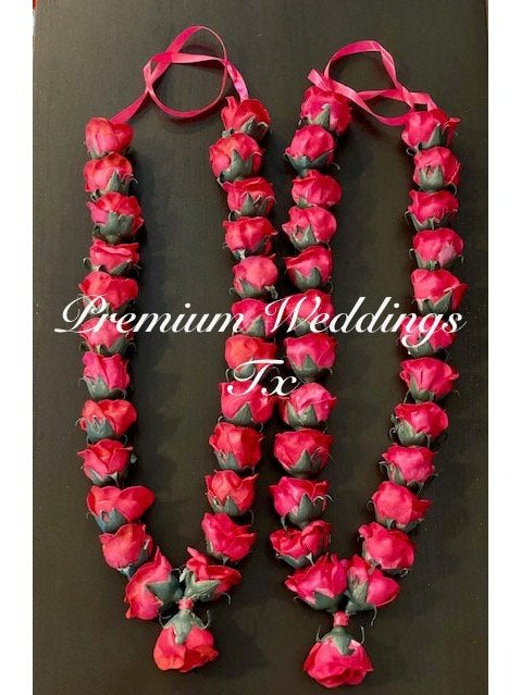 Dark Pink Rose Artificial Handmade Garland - Set of 2 - Premium Weddings TX