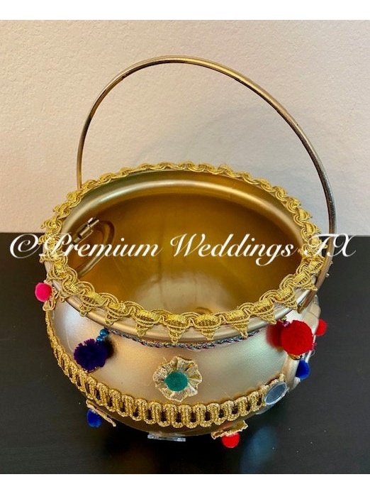 Gold Flower Baskets - 1 Basket - Premium Weddings TX
