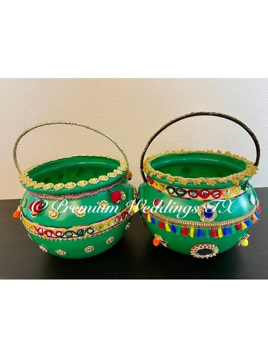 Green Flower Baskets - Premium Weddings TX