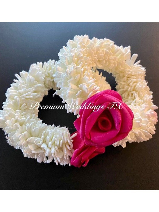 Dark Pink Rose Gajra Bangles - Premium Weddings TX