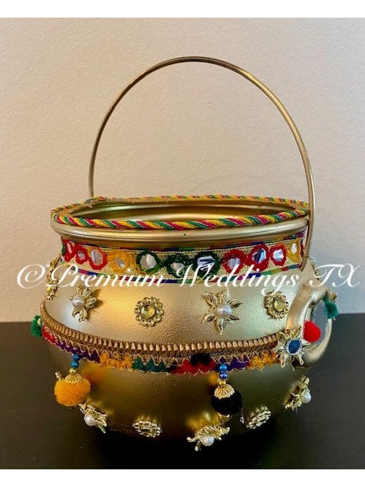 Gold Flower Baskets - 1 Basket - Premium Weddings TX