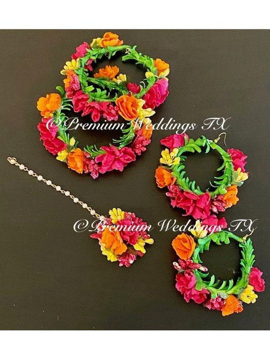 Tropical Flower Gajra Set - Premium Weddings TX