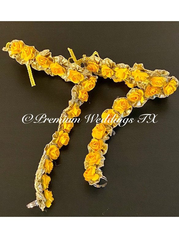 Yellow Flower Anklet Gajra Set