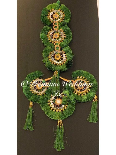 Paranda, Green Mirror Paranda, Hair Accessories, Dulhan, Bridesmaids Gifts, Shaadi, Mehndi, Mayoon, Haldi, Punjabi, Indian, Pakistani