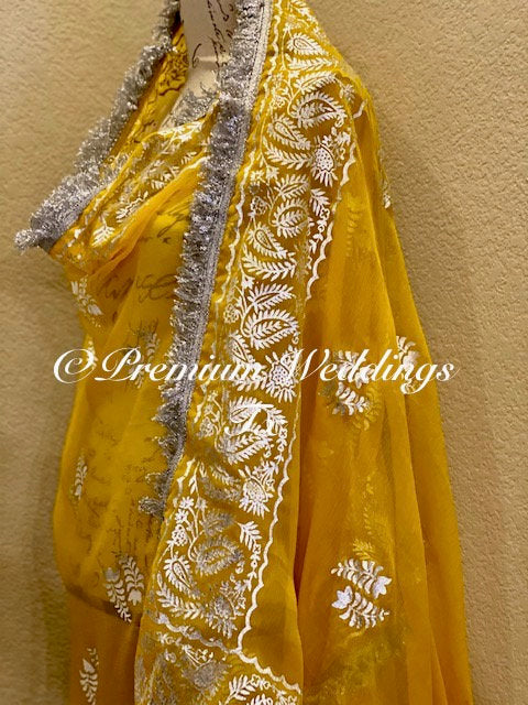 Yellow Haldi / Mayoun Dupatta - 1Ct - Premium Weddings TX