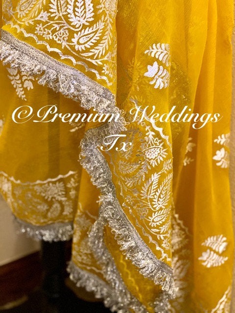 Yellow Haldi / Mayoun Dupatta - 1Ct - Premium Weddings TX