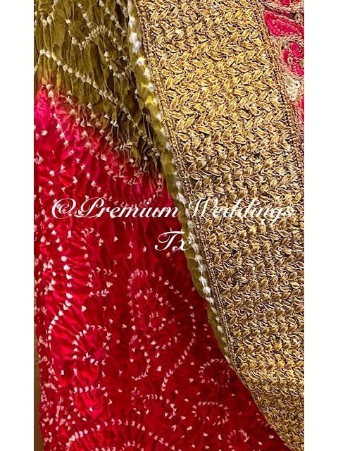 Pink & Gold Bandhini Dupatta, Mayoon, Mehndi, Mayoon Dupatta, Mehndi Dupatta, Nikkah Dupatta, Shaadi, Shaadi Decor, Dulhan, Haldi