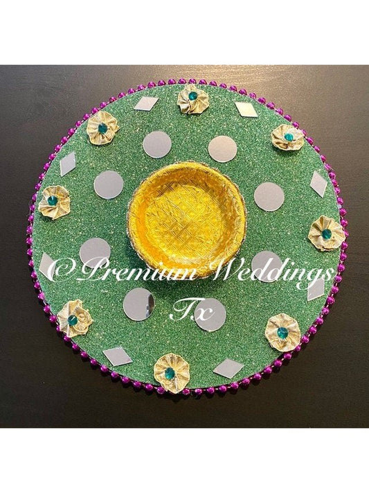 Green Mehndi Plates - Premium Weddings TX