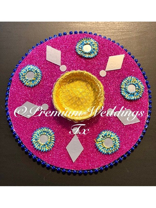 Hot Pink Mehndi Plates - Premium Weddings TX